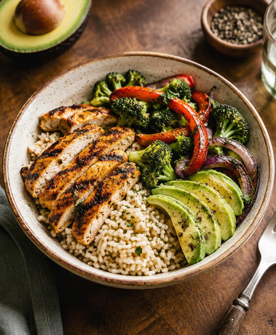 Chicken and rice bowl with vegetables